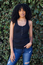 Button Down Ribbed Tank - Mommylicious