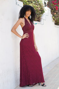 Lace Halter Evening Gown - Mommylicious
