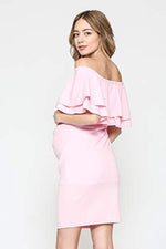 Pink Double Ruffle Maternity Dress - Mommylicious