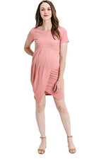 Mauve Midi Maternity Dress with Front Slit - Mommylicious