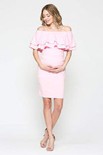 Pink Double Ruffle Maternity Dress - Mommylicious
