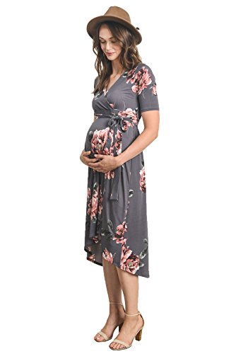Floral High-Low Surplice Wrap Nursing and Maternity Dress - Mommylicious
