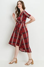 Plaid High-Low Surplice Wrap Nursing and Maternity Dress - Mommylicious