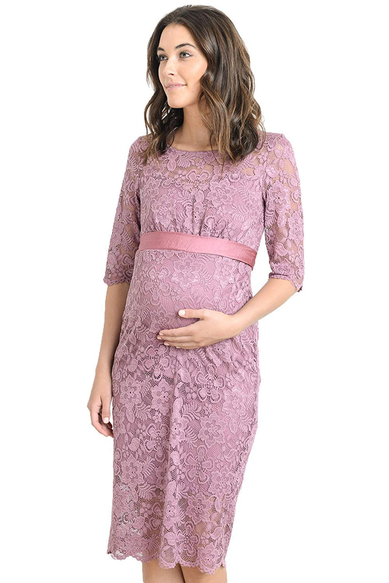 Floral Lace Maternity Dress Mauve - Mommylicious