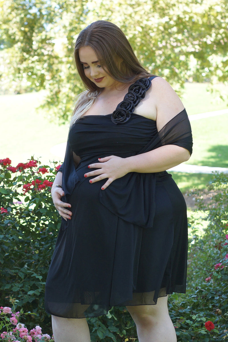 Rosette Shoulder Midi Dress - Mommylicious