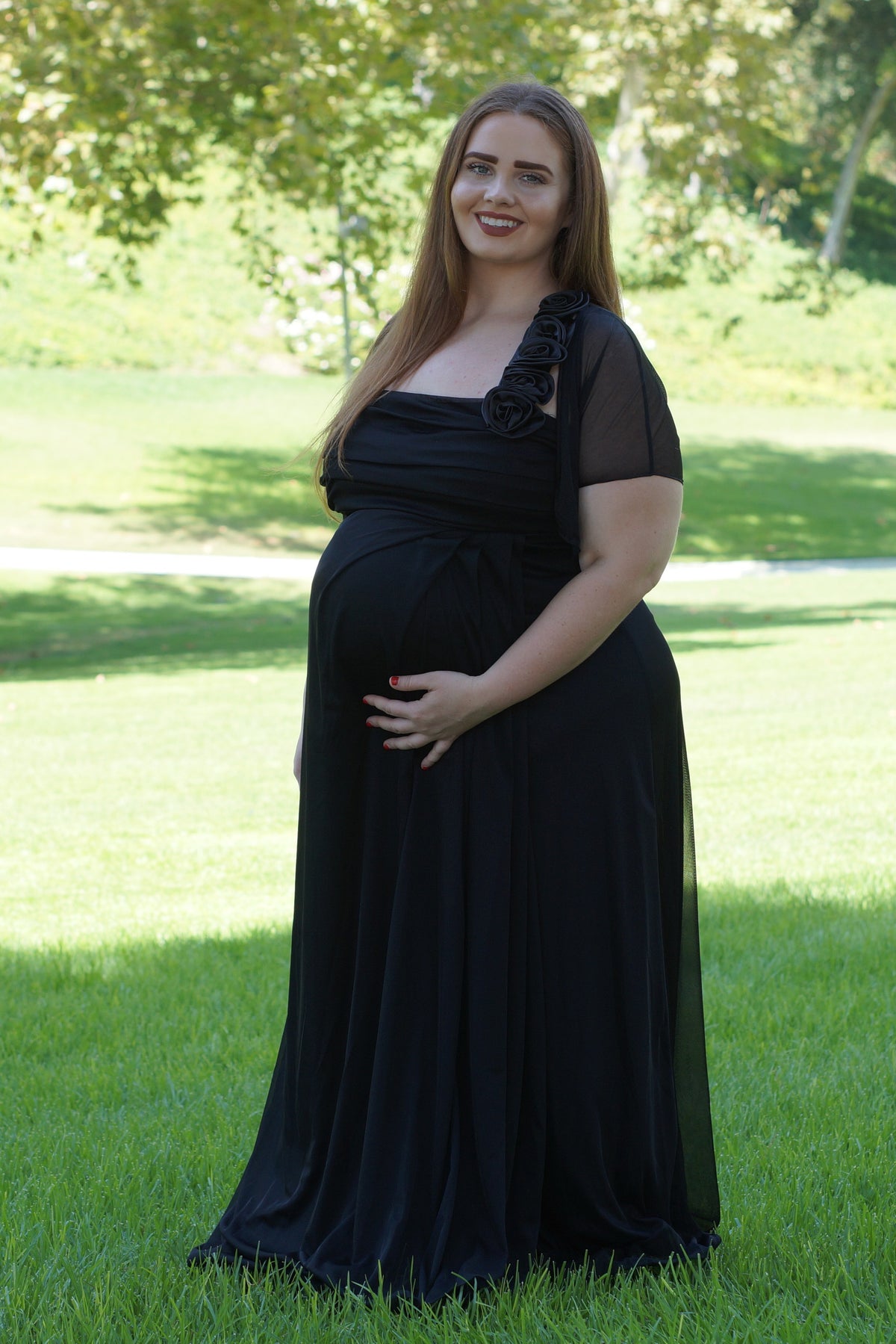 Rosette Shoulder Gown - Mommylicious