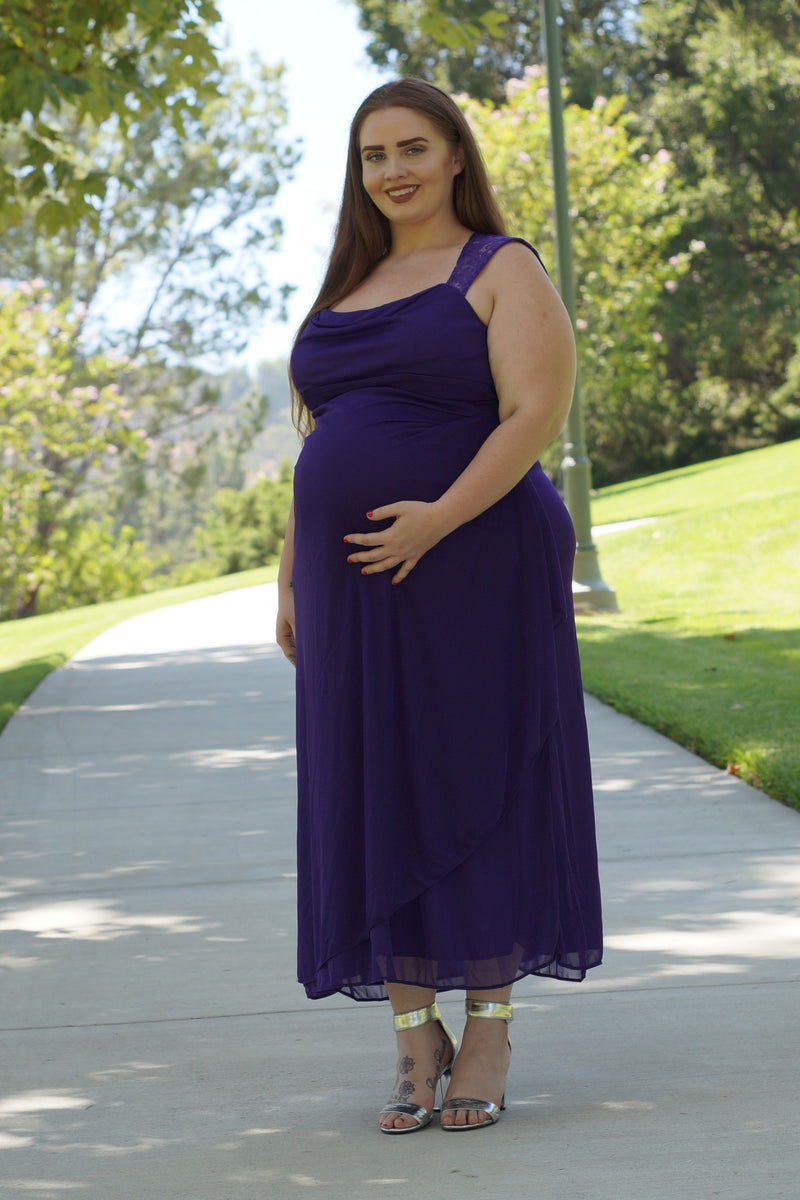 Lace Back Maternity Gown - Mommylicious