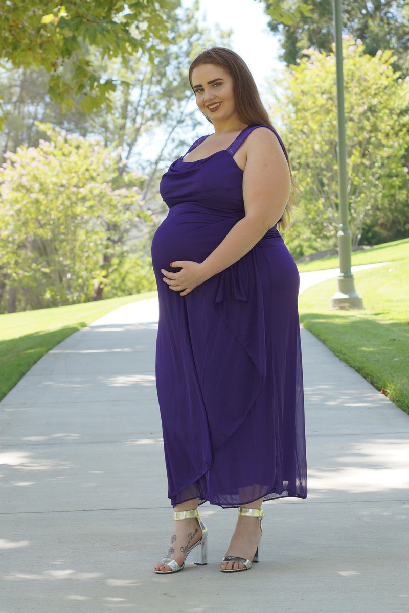 Lace Back Maternity Gown - Mommylicious