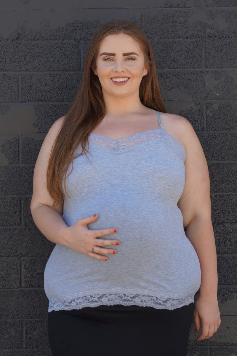 Detailed Lace Plus Maternity Tank Top - Mommylicious