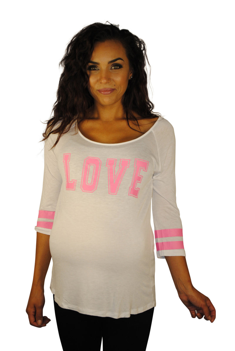Sporting Love White Maternity Top - Mommylicious