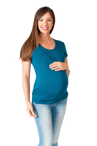 Teal Scoop Neck Maternity & Nursing Top - Mommylicious