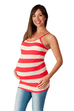 Red Striped Maternity Tank Top - Stay Cool - Mommylicious
