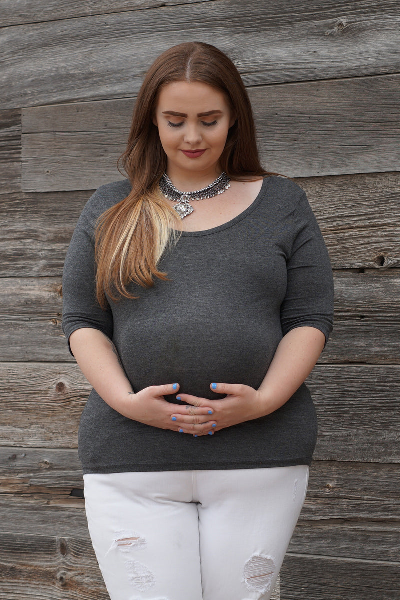 Scoop Neck Plus Size Maternity Top - Mommylicious