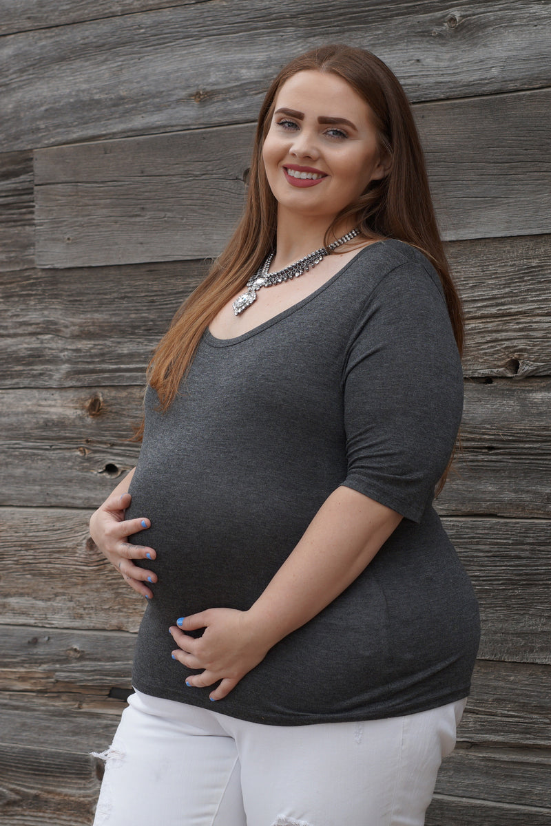Scoop Neck Plus Size Maternity Top - Mommylicious