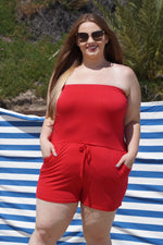 Red Plus Size Maternity Romper - Mommylicious