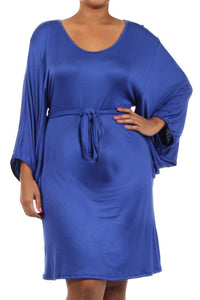 Blue Belted Plus Maternity Dress-Kimono Let's Go - Mommylicious