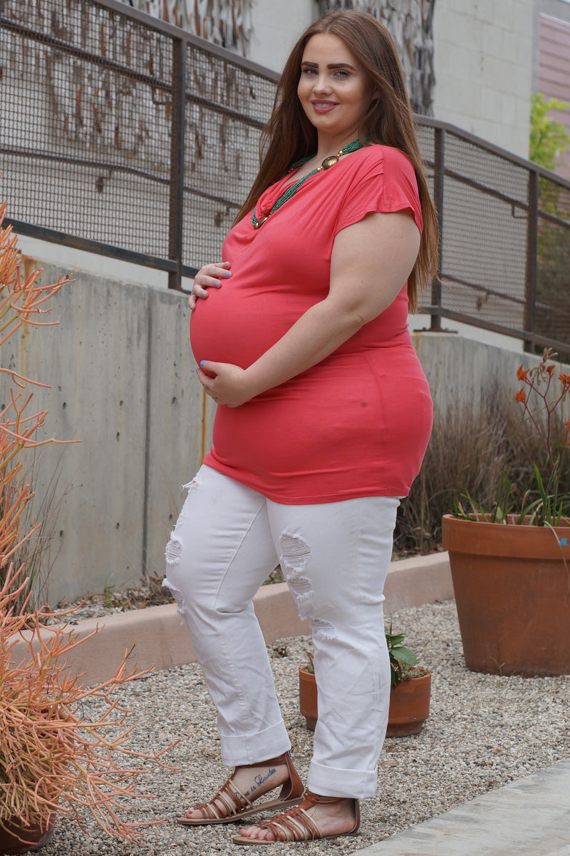 Cowl Neck Plus Size Maternity Top - Mommylicious