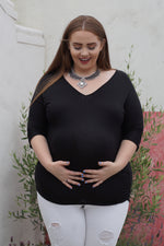 Three quarter Sleeve Plus Size Maternity Top - Mommylicious