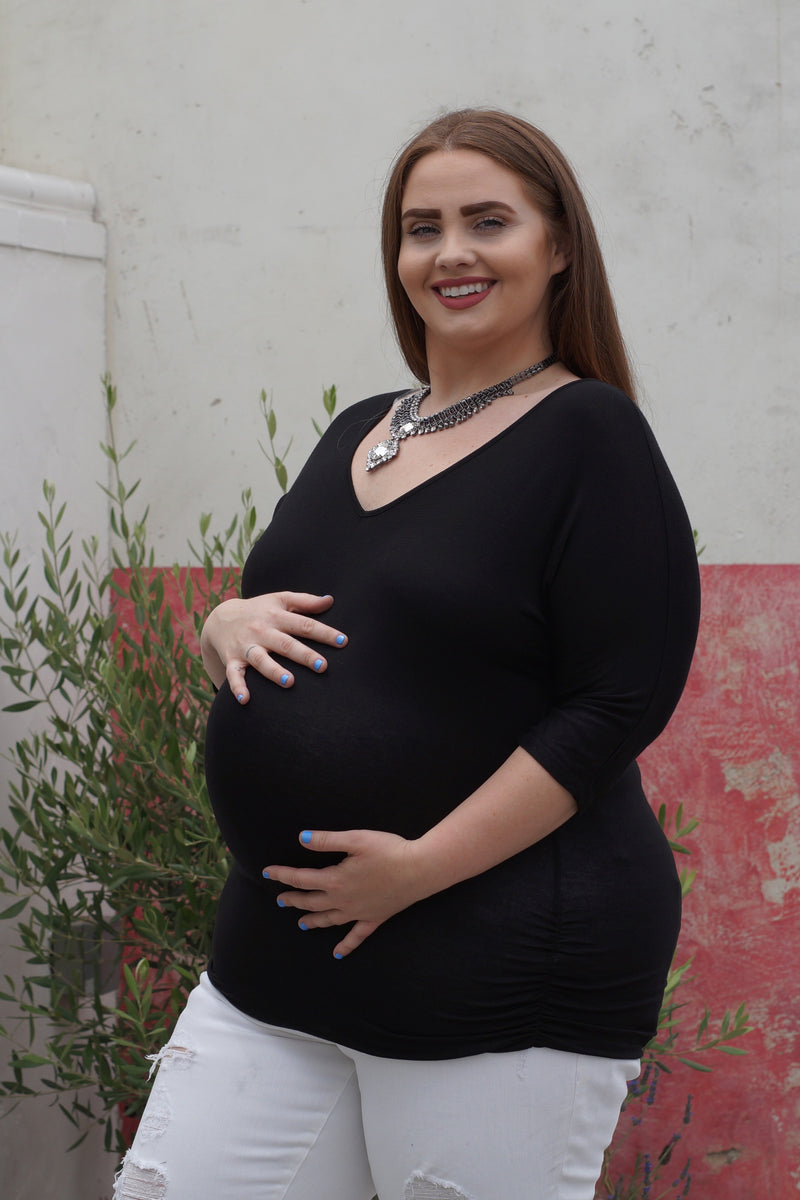 Three quarter Sleeve Plus Size Maternity Top - Mommylicious