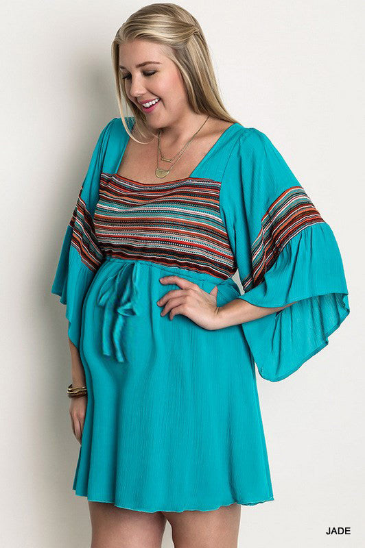 Striped Peasant Maternity Dress - Mommylicious