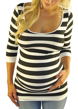 Striped Maternity Tops - Back To Basics - Mommylicious