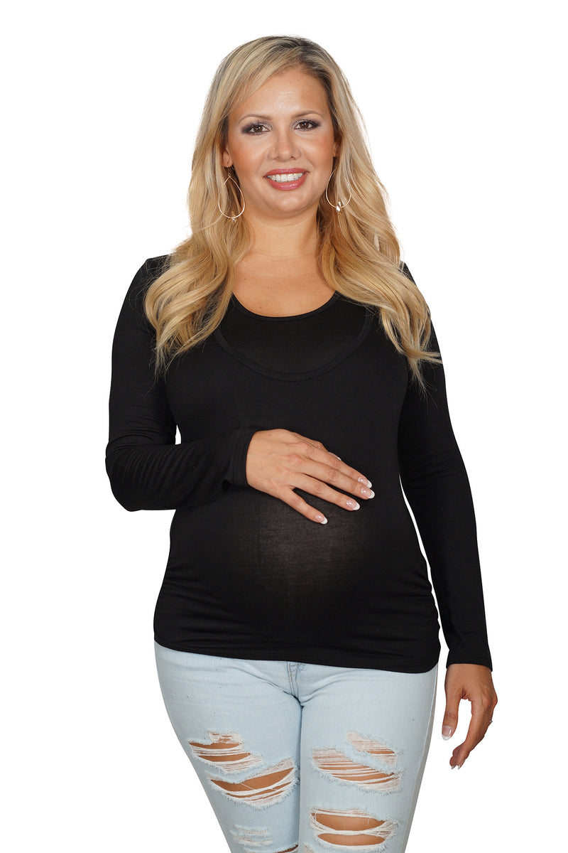 Scoop Long Sleeve Maternity and Nursing Top - Mommylicious