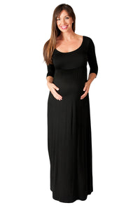 Solid Long Sleeve Maternity Maxi Dress - Mommylicious
