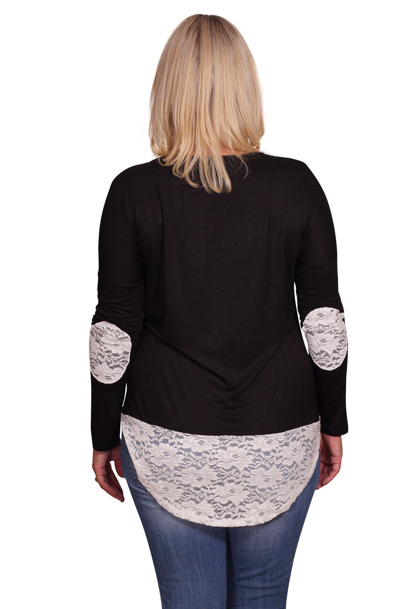 Lace Patchwork Plus Maternity Sweater - Mommylicious
