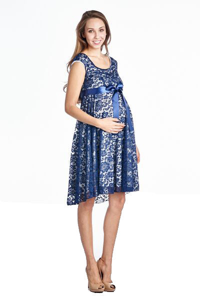 Navy Floral Lace Babydoll Dress - Mommylicious