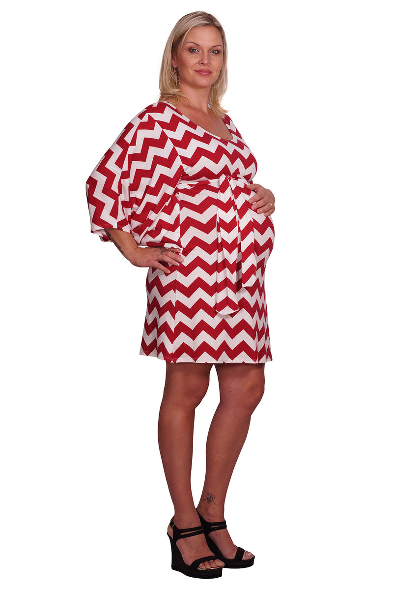 Red Belted Plus Maternity Dress - Mommylicious