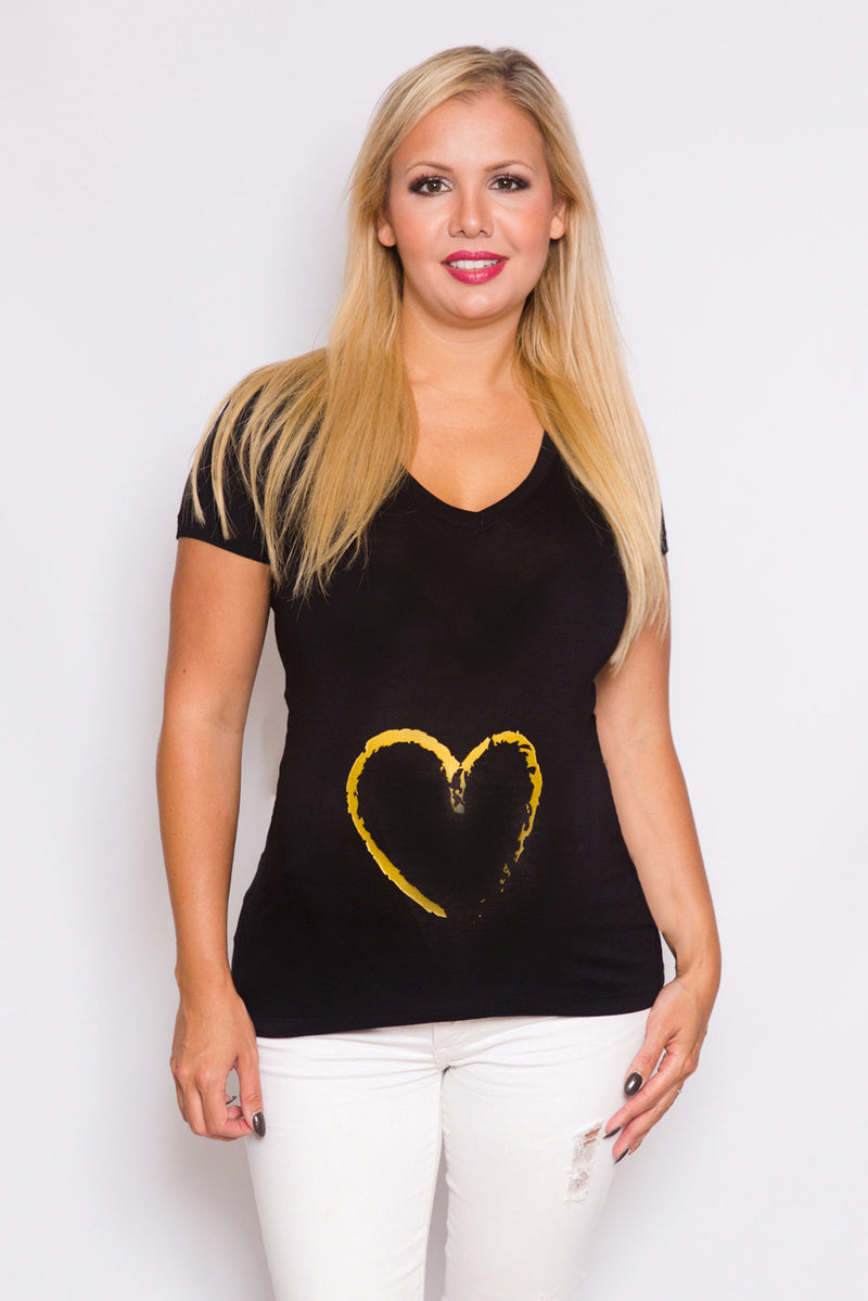 Gold Heart Maternity Tee - Mommylicious