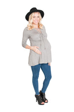 White Lace Me Up Maternity Top - Mommylicious