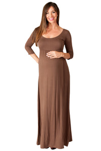 Solid Long Sleeve Maternity Maxi Dress - Mommylicious