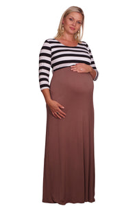 Striped and Solid Plus Maternity Maxi - Mommylicious