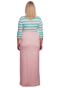 Striped and Solid Plus Maternity Maxi - Mommylicious