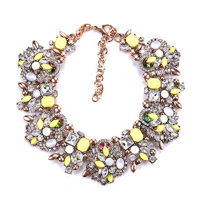 Charm Rhinestone Bib Necklace | Flower Crystal Pendants - Mommylicious