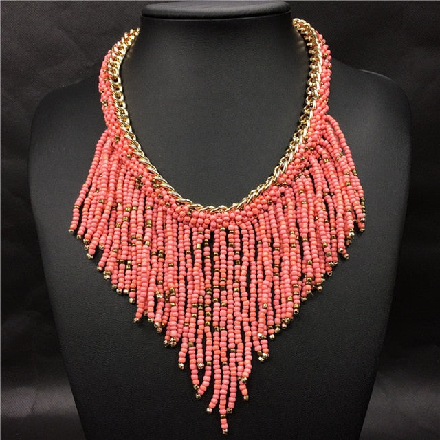 Mujer Handwoven Collier Long Tassel Beads Necklaces - Mommylicious