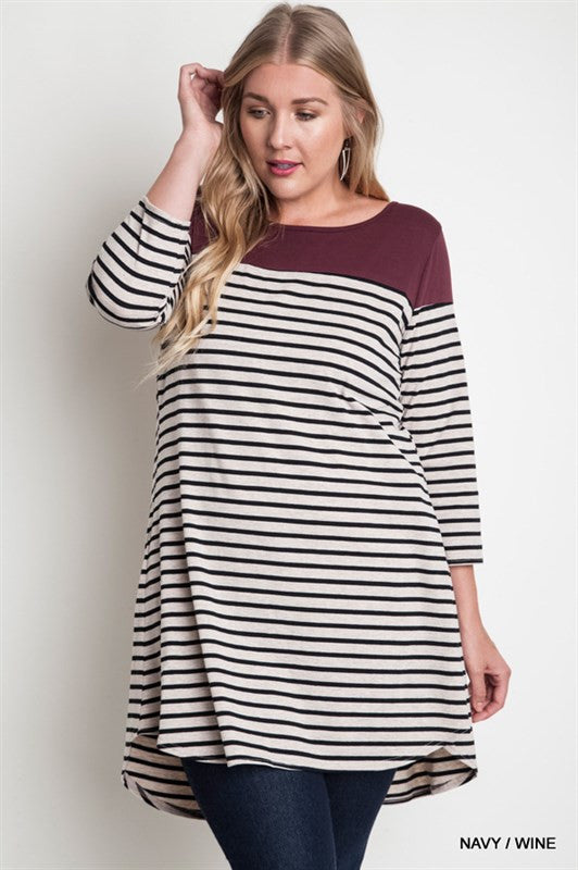 Striped Plus Size Pregnancy Shirt - Mommylicious